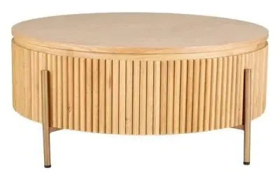 Belfort Round Coffee Table - Natural Oak