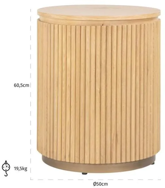 Belfort Round Side Table - Natural Oak