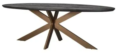Blackbone 12 Seater Oval Dining Table with Spider Legs - Black, Oak
