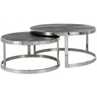 Blackbone 2 Tier Round Coffee Table - Black, Oak