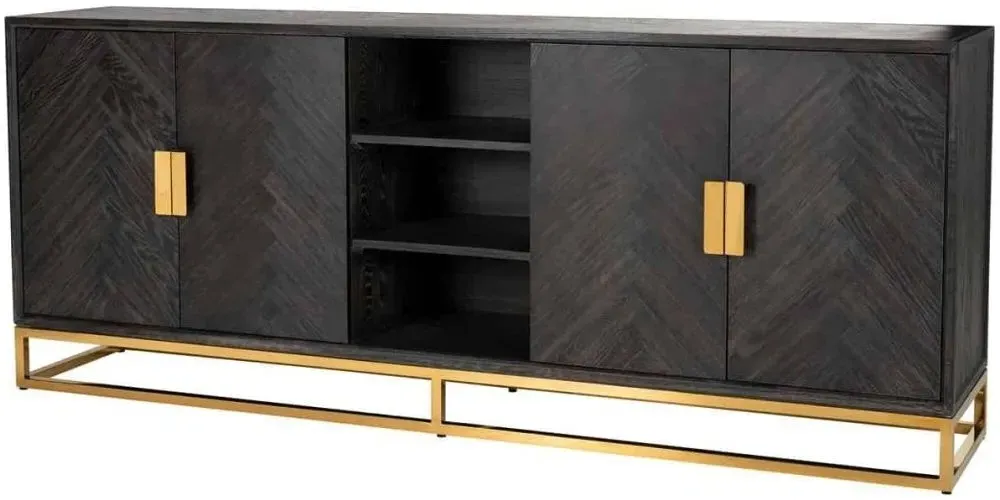 Blackbone 4 Door Extra Large Sideboard - Black, Oak