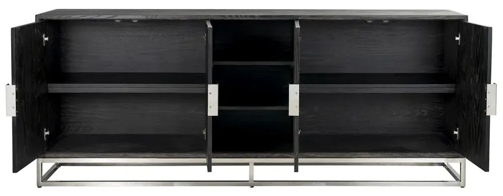 Blackbone 4 Door Extra Large Sideboard - Black, Oak