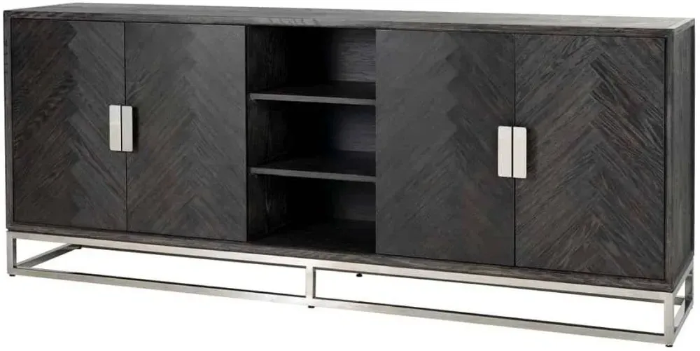 Blackbone 4 Door Extra Large Sideboard - Black, Oak
