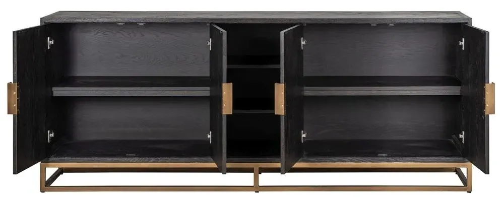 Blackbone 4 Door Extra Large Sideboard - Black, Oak