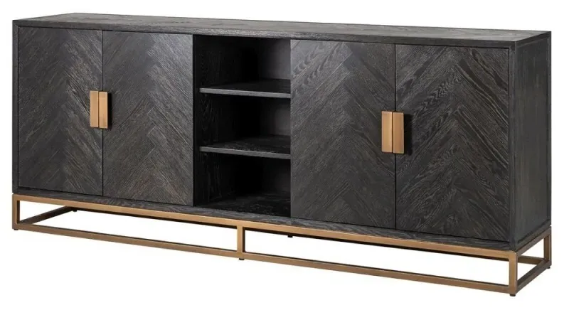 Blackbone 4 Door Extra Large Sideboard - Black, Oak