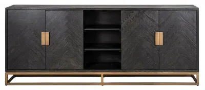 Blackbone 4 Door Extra Large Sideboard - Black, Oak