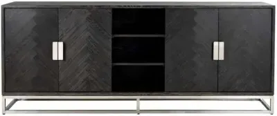 Blackbone 4 Door Extra Large Sideboard - Black, Oak image