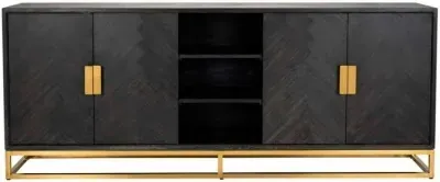 Blackbone 4 Door Extra Large Sideboard - Black, Oak