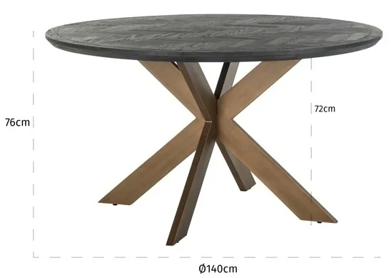 Blackbone 6 Seater Round Dining Table with Spider Legs - Black, Brass