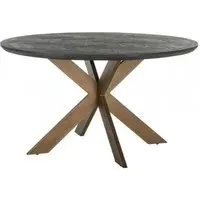 Blackbone 6 Seater Round Dining Table with Spider Legs - Black, Brass