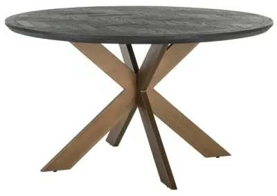 Blackbone 6 Seater Round Dining Table with Spider Legs - Black, Brass image