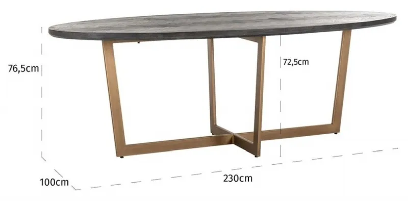 Blackbone 8 Seater Oval Dining Table - Black, Oak