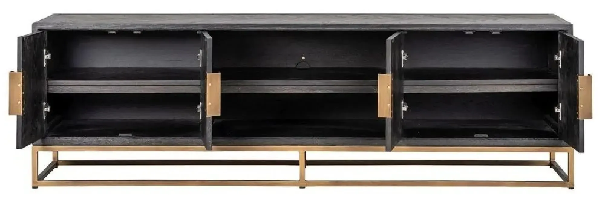 Blackbone Extra Large TV Unit with Brass Trim - Black, Oak