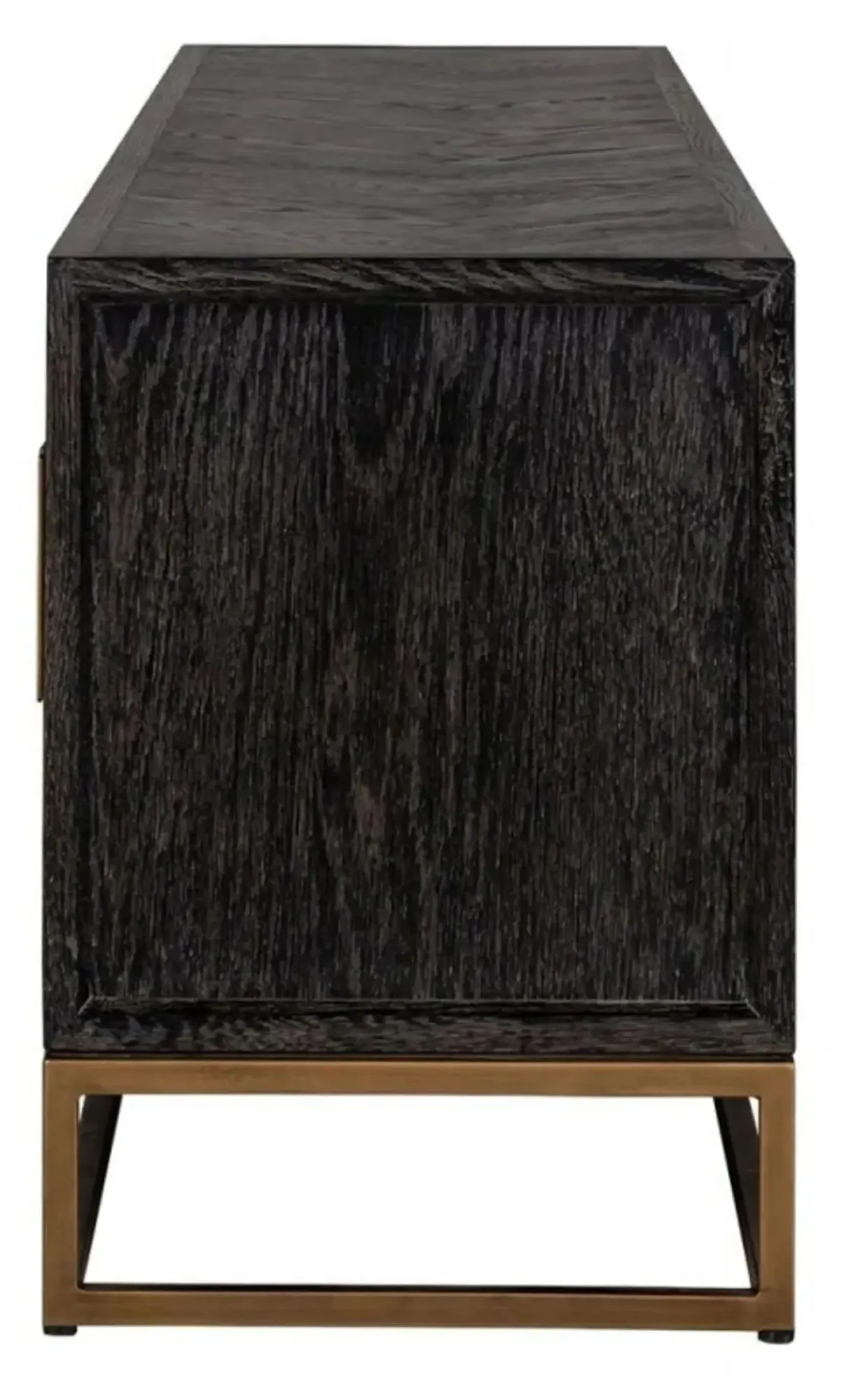 Blackbone Extra Large TV Unit with Brass Trim - Black, Oak