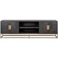Blackbone Extra Large TV Unit with Brass Trim - Black, Oak