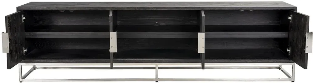 Blackbone Extra Large TV Unit with Silver Trim - Black, Oak