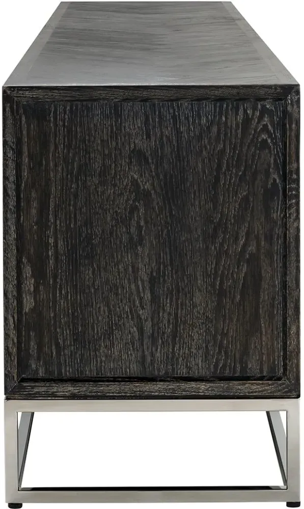 Blackbone Extra Large TV Unit with Silver Trim - Black, Oak