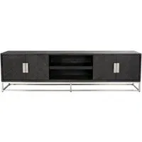 Blackbone Extra Large TV Unit with Silver Trim - Black, Oak