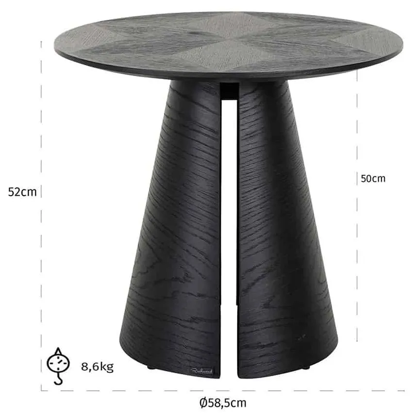 Blax Round Side Table - Black, Oak