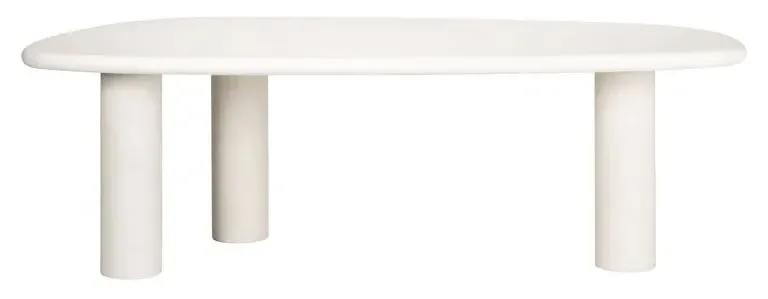 Bloomstone 8 Seater Pedestal Dining Table - White, Lime Plaster