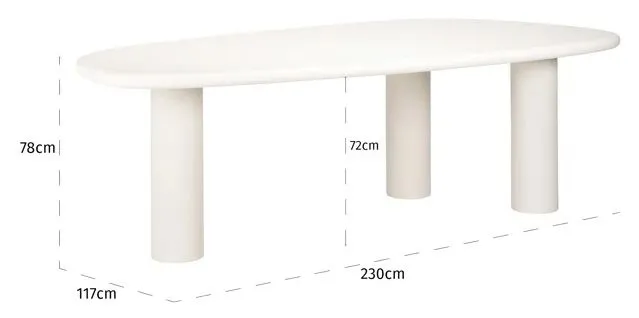 Bloomstone 8 Seater Pedestal Dining Table - White, Lime Plaster