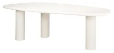Bloomstone 8 Seater Pedestal Dining Table - White, Lime Plaster image