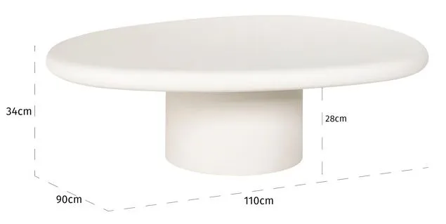 Bloomstone Curved Coffee Table - White, Lime Plaster