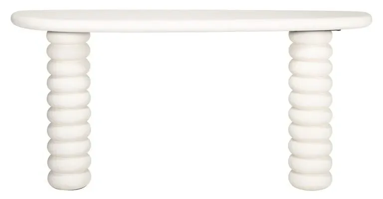 Bloomstone Curved Console Table - White, Lime Plaster