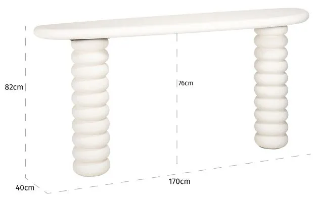 Bloomstone Curved Console Table - White, Lime Plaster
