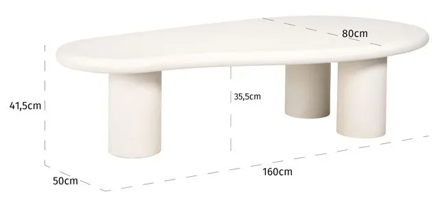 Bloomstone Large Curved Coffee Table - White, Lime Plaster