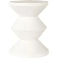 Bloomstone Round End Table - White, Lime Plaster