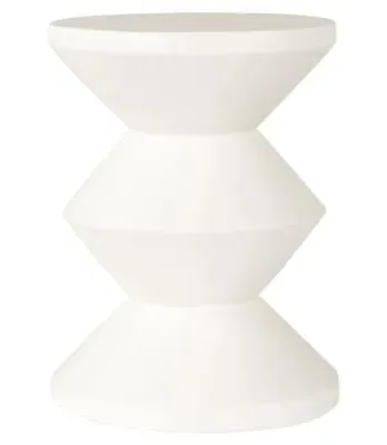 Bloomstone Round End Table - White, Lime Plaster image