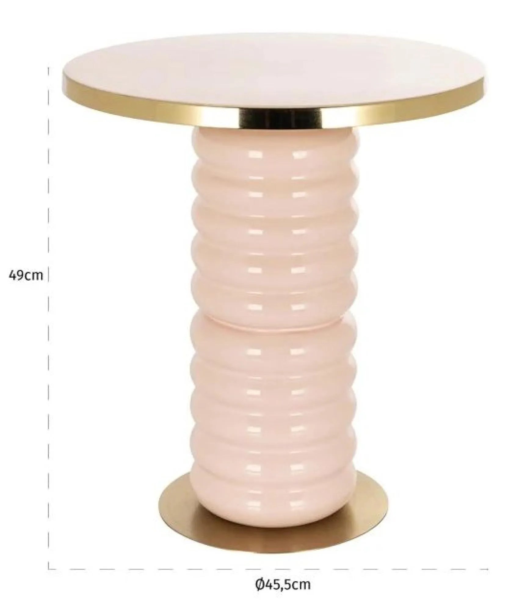 Bonsai Round End Table with Gold Trim - Pink