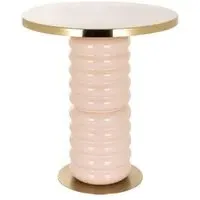 Bonsai Round End Table with Gold Trim - Pink