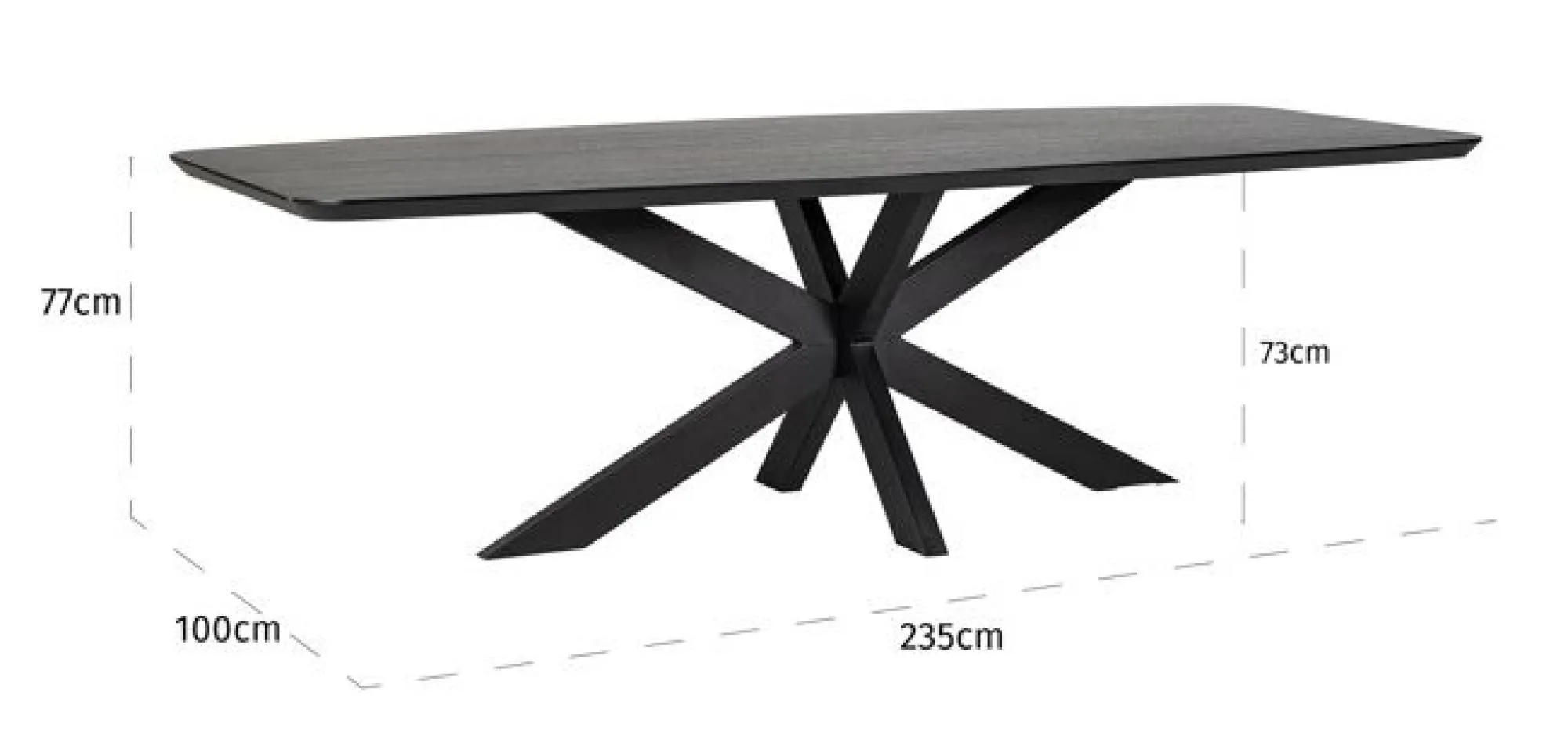 Bonvoy 10 Seater Dining Table with Spider Legs - Black, Oak
