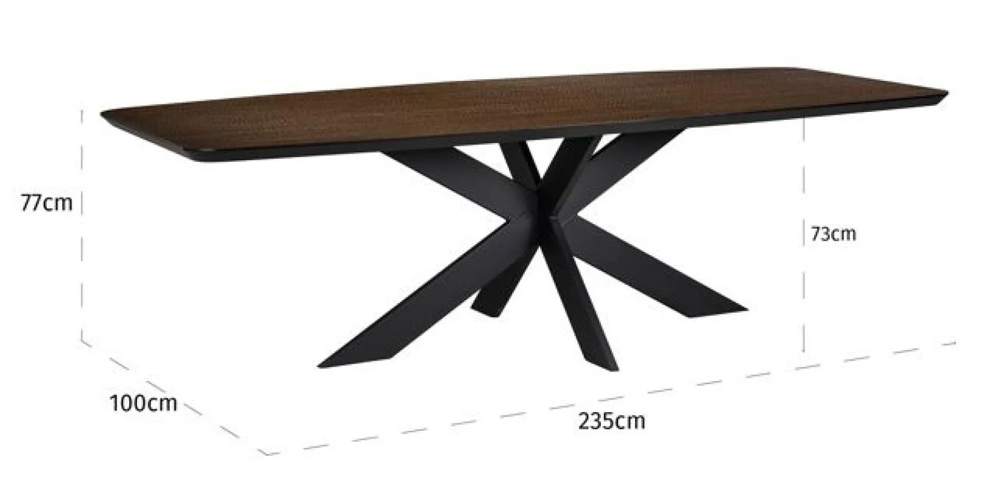 Bonvoy 10 Seater Dining Table with Spider Legs - Brown, Oak