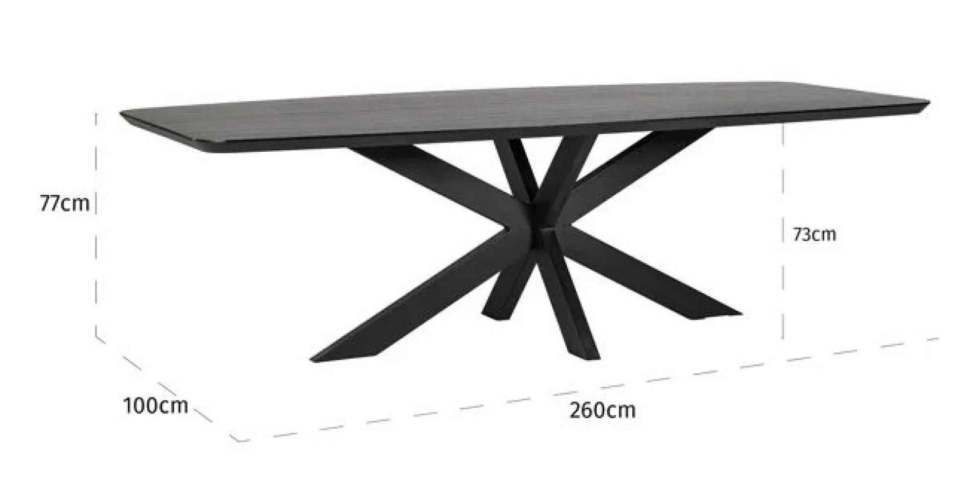 Bonvoy 12 Seater Dining Table with Spider Legs - Black, Oak