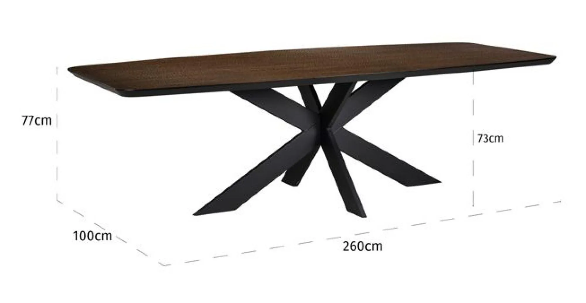 Bonvoy 12 Seater Dining Table with Spider Legs - Brown, Oak