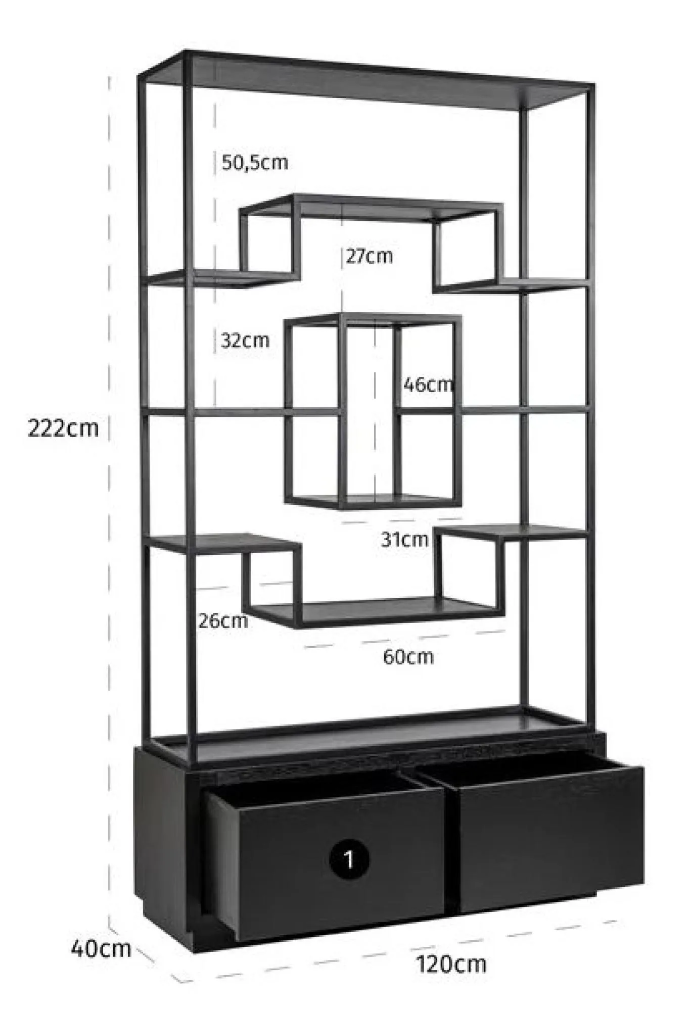 Bonvoy Shelving Unit with Storage - Black, Oak
