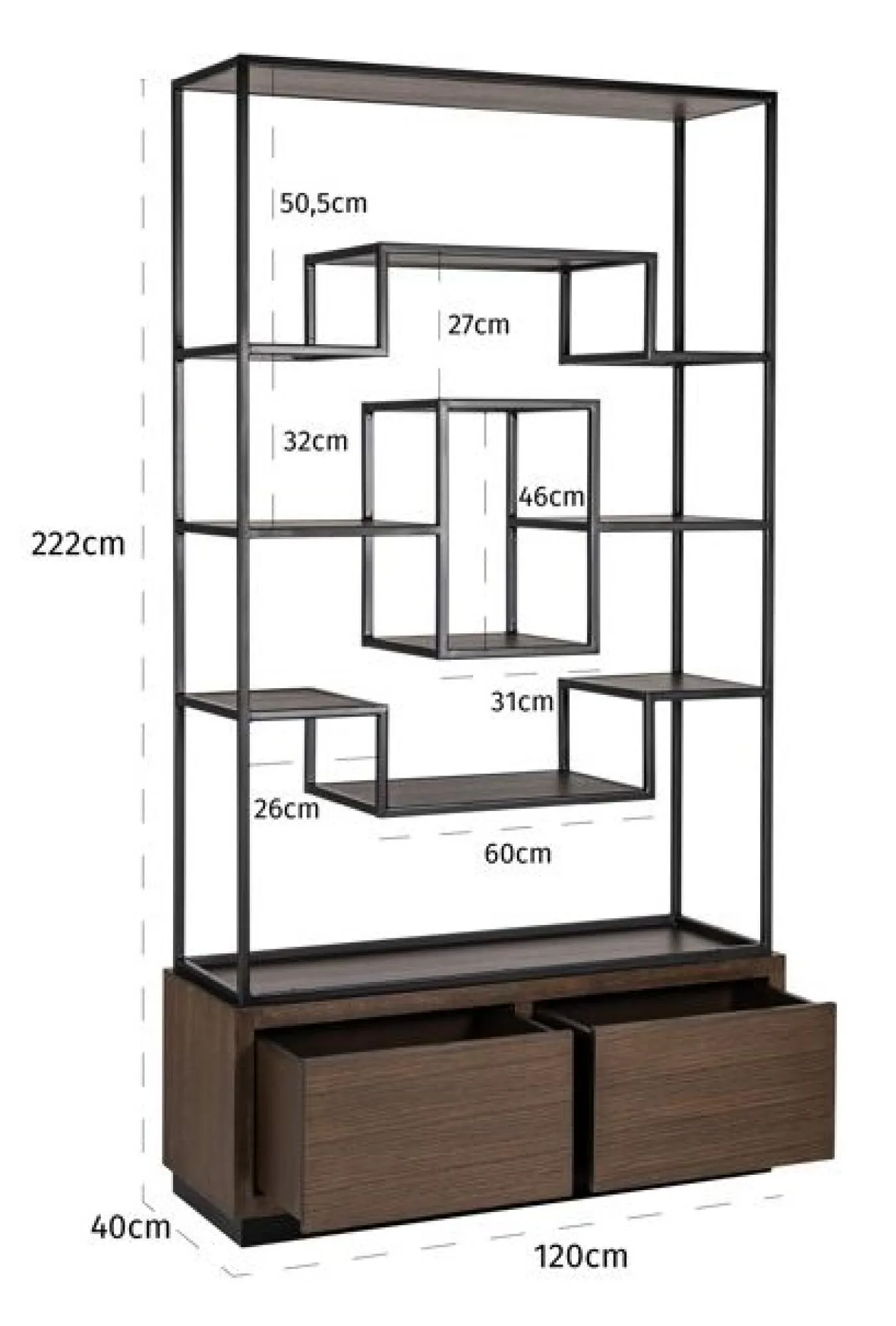 Bonvoy Shelving Unit with Storage - Brown, Oak
