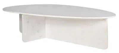 Brandon Curved Coffee Table - White, Marble