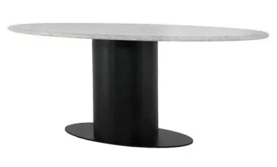 Brodman 8 Seater Oval Pedestal Dining Table - Grey Marble