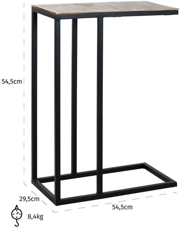 Calloway Sofa Side Table - Champagne Gold, Black