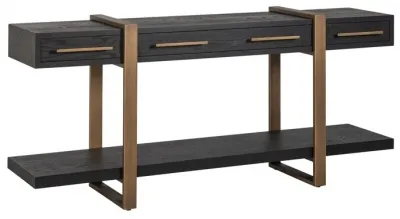 Cambon Large Console Table with Drawers - Dark Coffee, Oak
