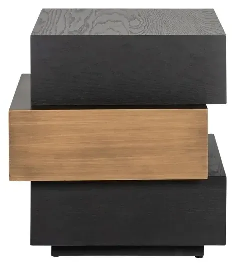 Cambon Layered Side Table - Dark Coffee, Oak