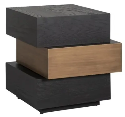 Cambon Layered Side Table - Dark Coffee, Oak