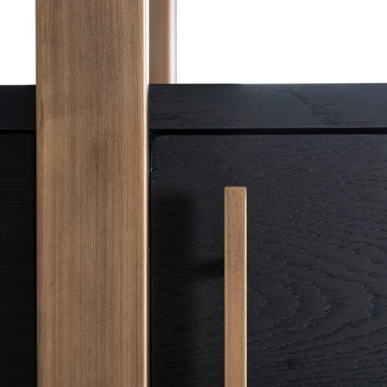 Cambon Storage Shelving Unit with Doors - Dark Coffee, Oak