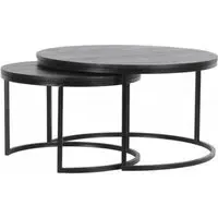 Catana 2 Tier Round Coffee Table - Black, Mango Wood