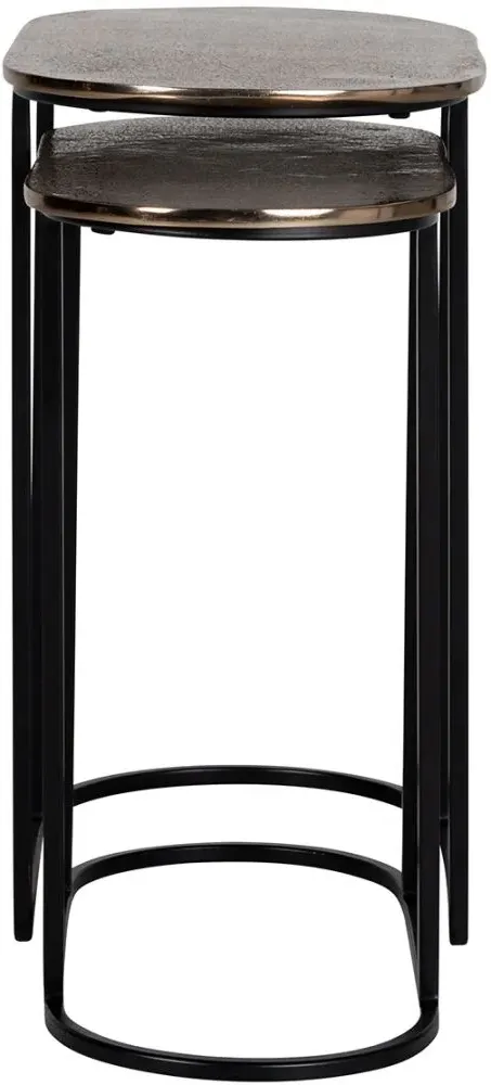 Chandon Set of 2 Oval Side Tables - Champagne Gold, Aluminium