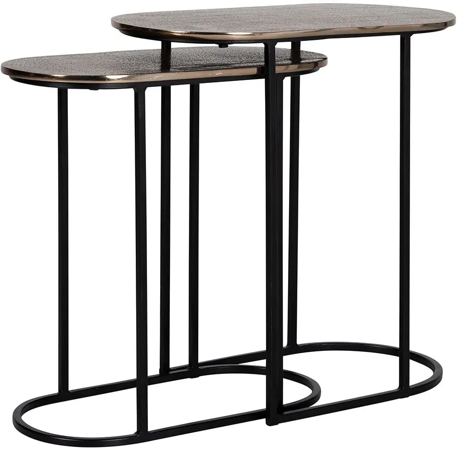 Chandon Set of 2 Oval Side Tables - Champagne Gold, Aluminium